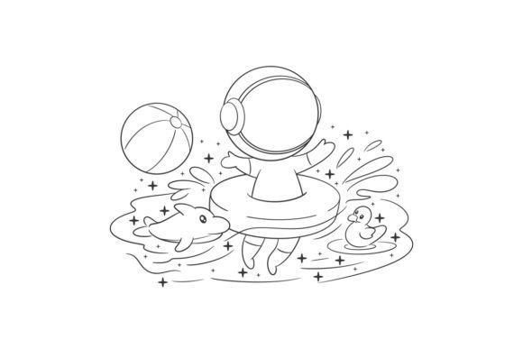 Astronaut Swimming in a Swim Balloon: A Cosmic Design Asset