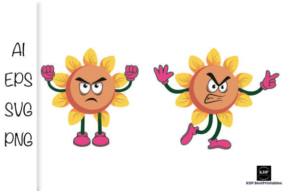 Cartoon Sunflower with Emotion V3: A Playful Design Asset for Creative Projects