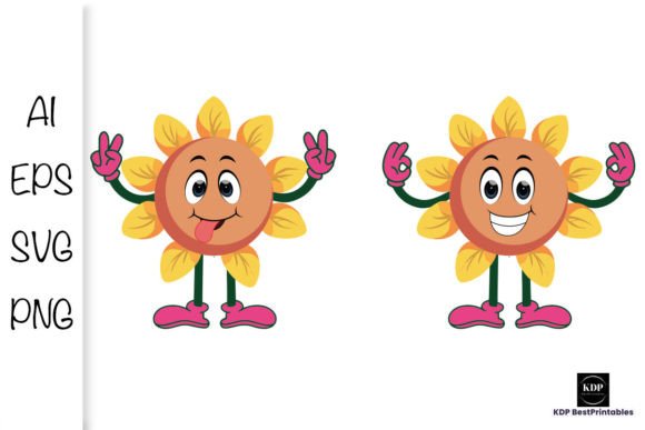 Cartoon Sunflower with Emotion V6: A Creative Asset for Designers