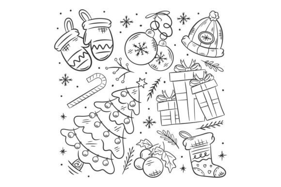 Hand Drawn Christmas Element Collection: Festive Design Assets