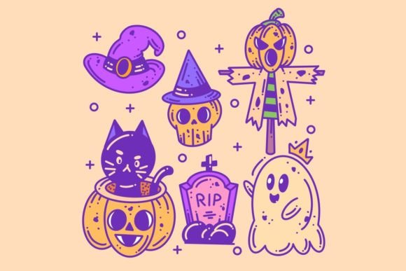Hand Drawn Happy Halloween Elements Icon: Your Free Design Toolkit