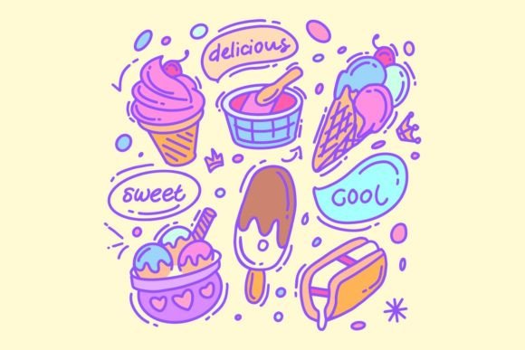Hand Drawn Ice Cream Collection Full Color: Creative Uses