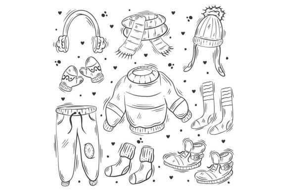 Hand Drawn Set of Winter Clothes Doodle: A Free Creative Asset