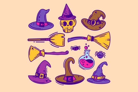 Set of Hand Drawn Magician Tools: Creative Design Assets