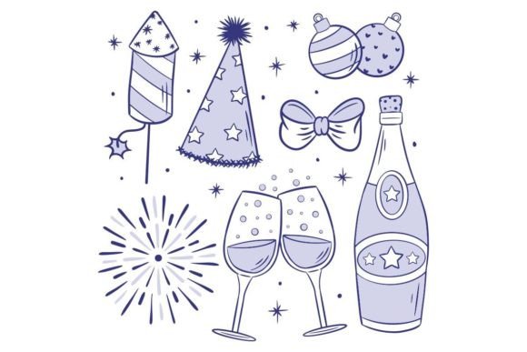 Set of New Year Party Elements Handdrawn: A Designer's Guide