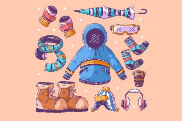 Winter Clothes and Essentials Hand Drawn: A Designer's Cozy Toolkit