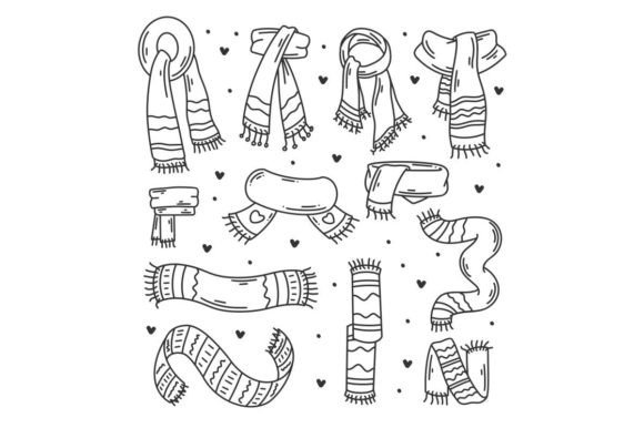 Winter Neck Warmer Hand Drawn Doodles: A Creative Asset